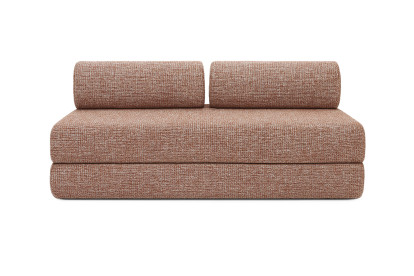 Canapé 6 places - 3 modules convertibles : Canapé 3 places + Fauteuil + Pouf - Tissu tweed Rouge