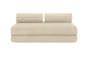Canapé droit convertible 4 places - Velours côtelé - Beige