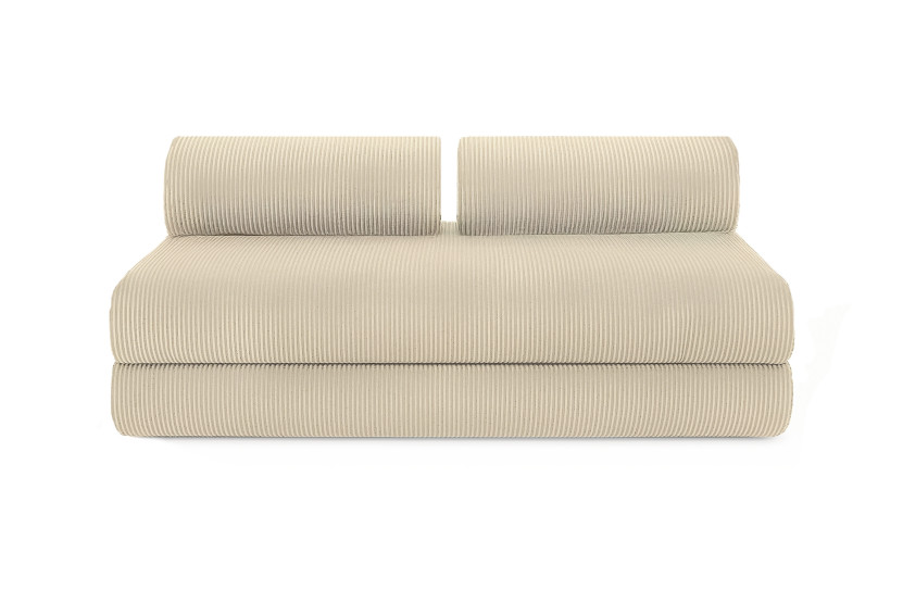 Canapé droit convertible 4 places - Velours côtelé - Beige