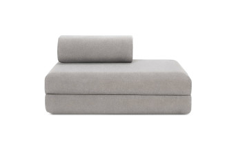 Canapé droit convertible et modulable 2 places - Tissu lisse - Gris clair
