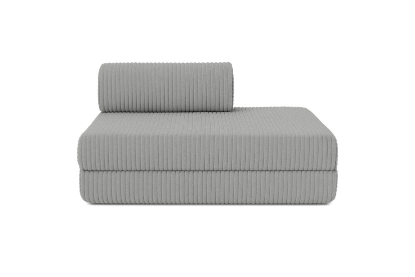 Canapé droit convertible 5 places - Velours côtelé XL - Gris clair