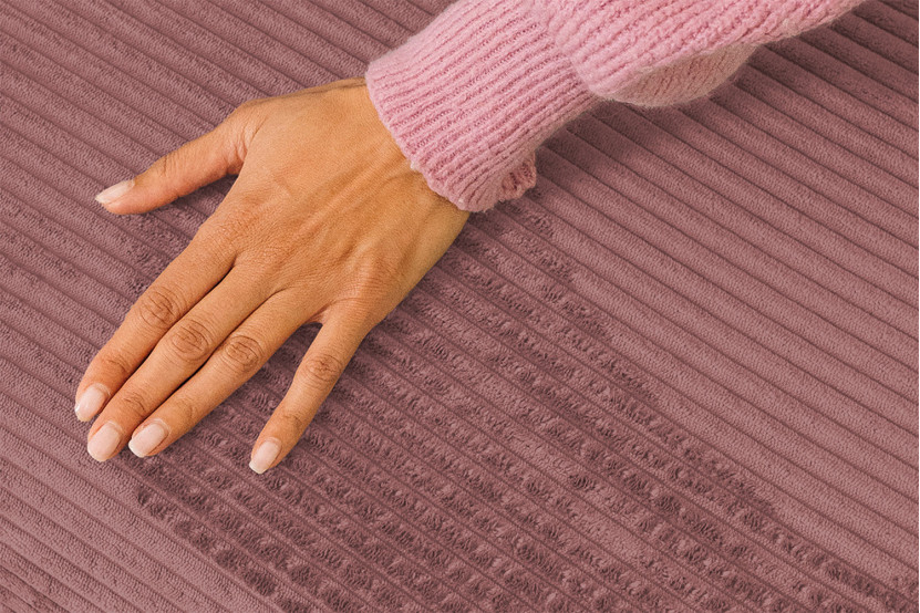 Pouf convertible et modulable - Velours côtelé - Rose