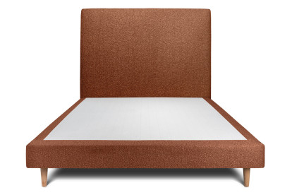 Lit 150x200 cm - Sommier tapissier H29 cm + tête de lit tapissée - Tissu Bouclette Terracotta
