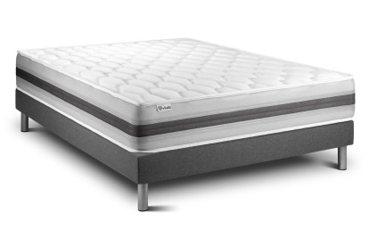 Ensemble Matelas Sommier 150x190 cm - Sommier Gris (en kit) - Vitalspring Recover