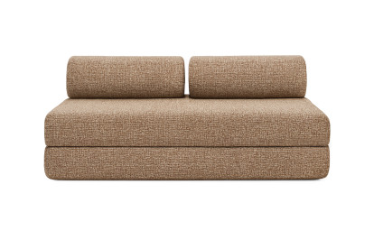 Canapé d'angle 6 places - 3 modules convertibles : Canapé 3 places + Fauteuil + Pouf - Tissu tweed Marron
