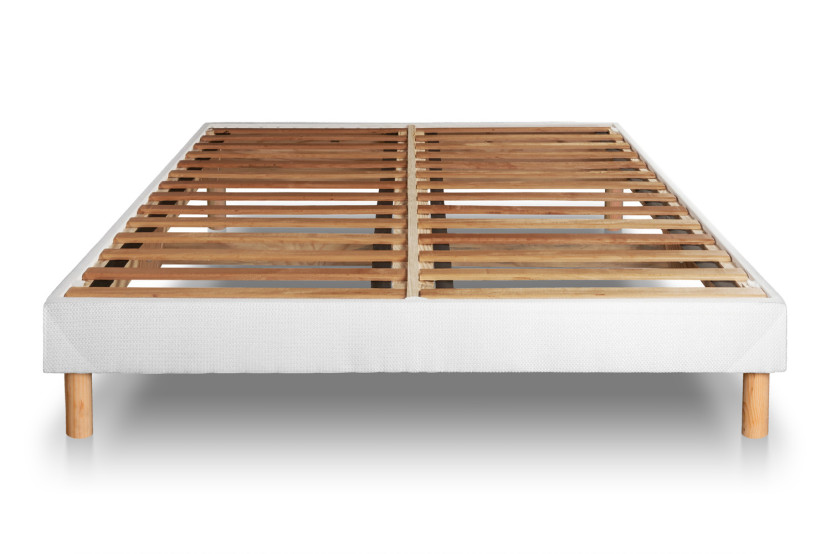 Pack lit complet 140x190 cm - Matelas + Sommier Blanc (en kit) + 2 oreillers + Couette - Privilège