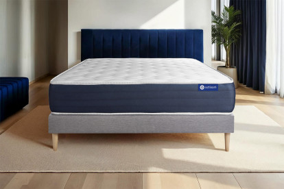 Ensemble Matelas Sommier 120x195 cm - Sommier Gris (en kit) - Actiflex Sleep