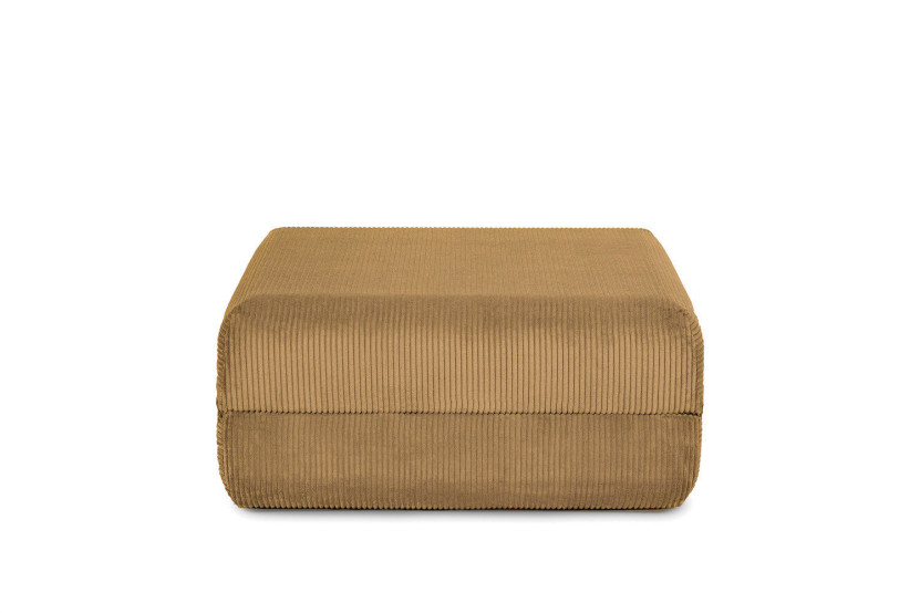 Pouf convertible et modulable - Velours côtelé - Jaune