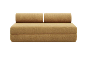 Canapé droit convertible 4 places - Tissu tweed - Jaune