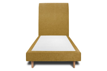 Lit 90x190 cm avec Tête de lit tapissée - Tissu Toile natté Jaune Lit 90x190 cm avec Tête de lit tapissée - Tissu Toile natté Jaune