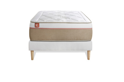 Ensemble Matelas Sommier 90x190 cm - Sommier Blanc (déjà monté) - Le Soyeux