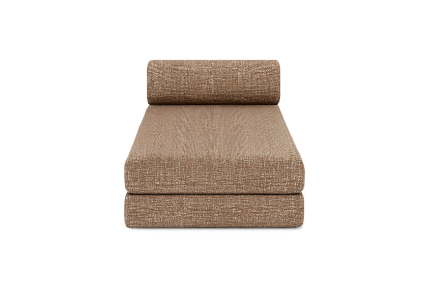 Canapé d'angle convertible 5 places - Tissu tweed - Marron