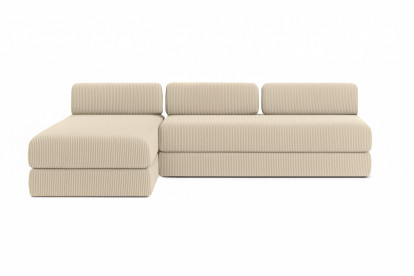 Canapé d'angle 6 places - 2 modules convertibles : Canapé 3 places + Méridienne - Velours côtelé Beige