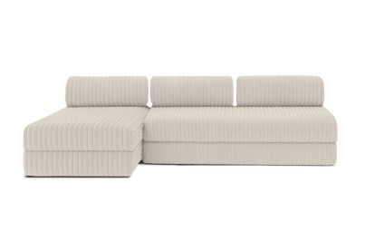 Canapé d'angle 6 places - 2 modules convertibles : Canapé 3 places + Méridienne - Velours côtelé XL Blanc