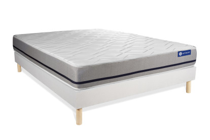 Ensemble Matelas Sommier 140x200 cm - Sommier Blanc (en kit) - Actilatex Soft