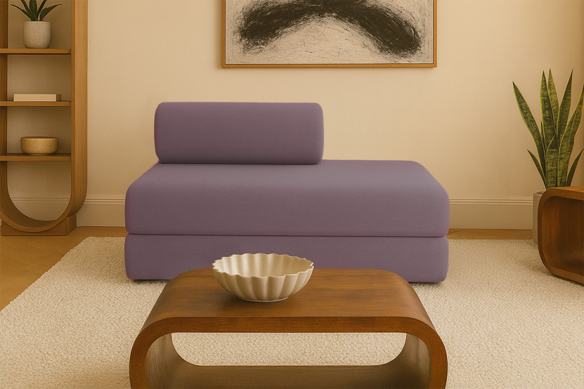 Canapé droit convertible et modulable 2 places - Tissu lisse - Terracotta