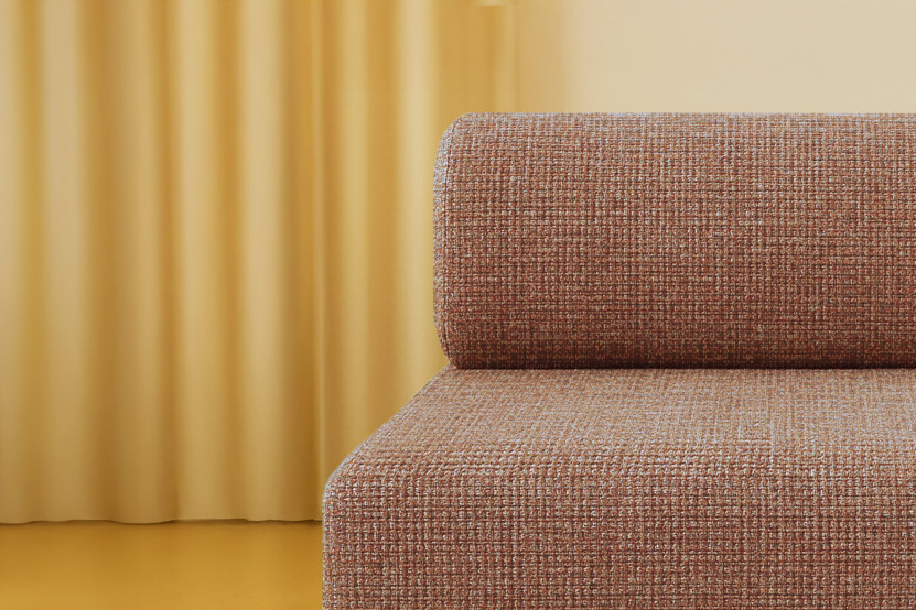 Canapé droit convertible 3 places - Tissu tweed - Rouge