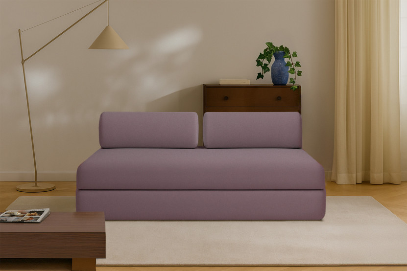 Canapé droit convertible 3 places - Tissu lisse - Terracotta
