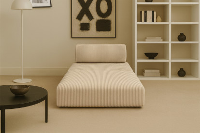 Fauteuil convertible et modulable - Velours côtelé Beige