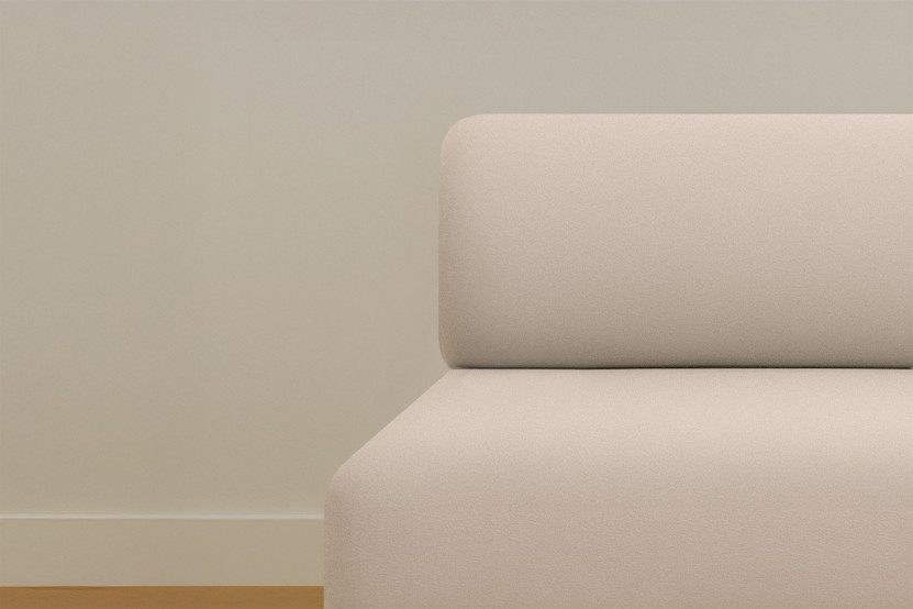 Canapé droit convertible 3 places - Tissu lisse - Beige