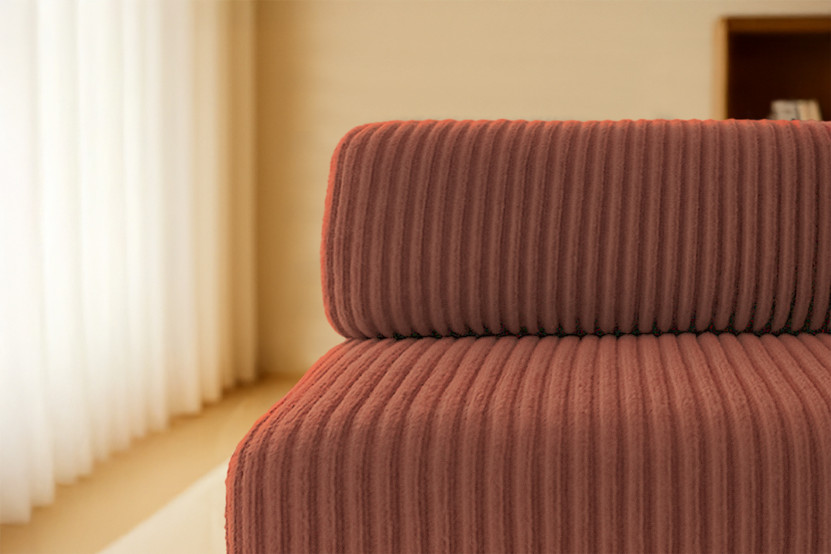 Canapé droit convertible 3 places - Velours côtelé XL - Terracotta