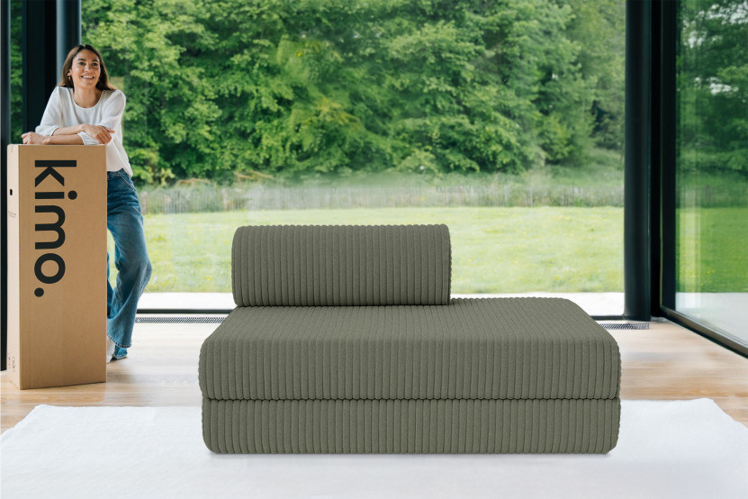 Canapé droit convertible et modulable 2 places - Velours côtelé XL - Vert