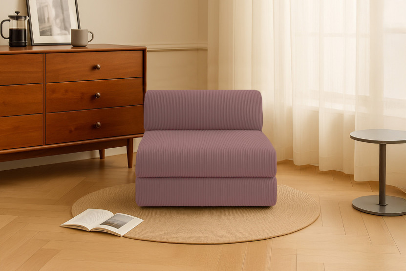 Fauteuil convertible et modulable - Velours côtelé - Rose