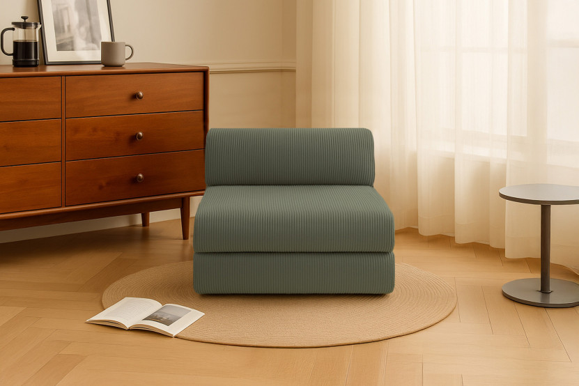 Fauteuil convertible et modulable - Velours côtelé - Vert