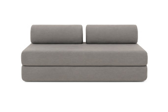 Canapé droit convertible 4 places - Tissu lisse - Gris