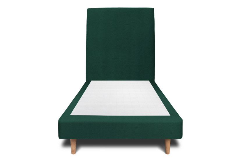 Lit 90x200 cm avec Tête de lit tapissée - Tissu Velours Vert
