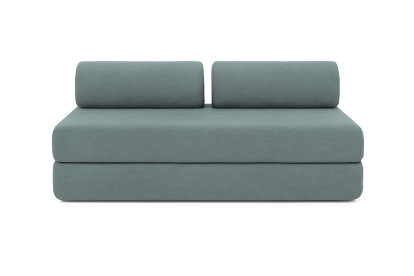 Canapé d'angle 4 places - 2 modules convertibles : Canapé 3 places + Pouf - Tissu lisse Vert