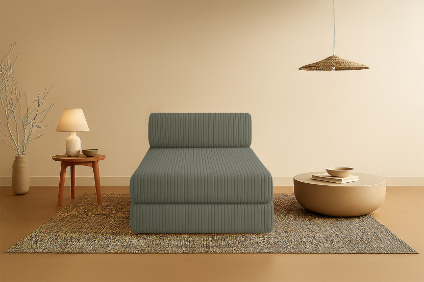 Méridienne convertible et modulable - Velours côtelé XL - Vert