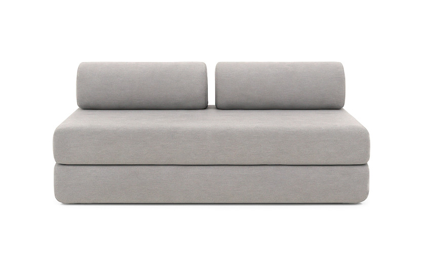 Canapé droit convertible 3 places - Tissu lisse - Gris clair