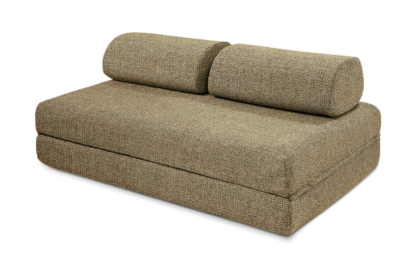 Canapé droit convertible 4 places - Tissu tweed - Jaune