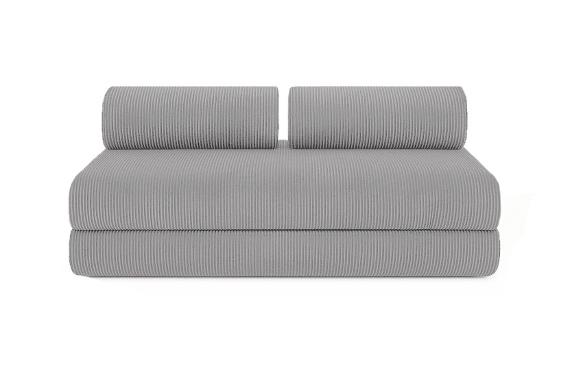 Canapé d'angle convertible 4 places - Velours côtelé - Gris clair