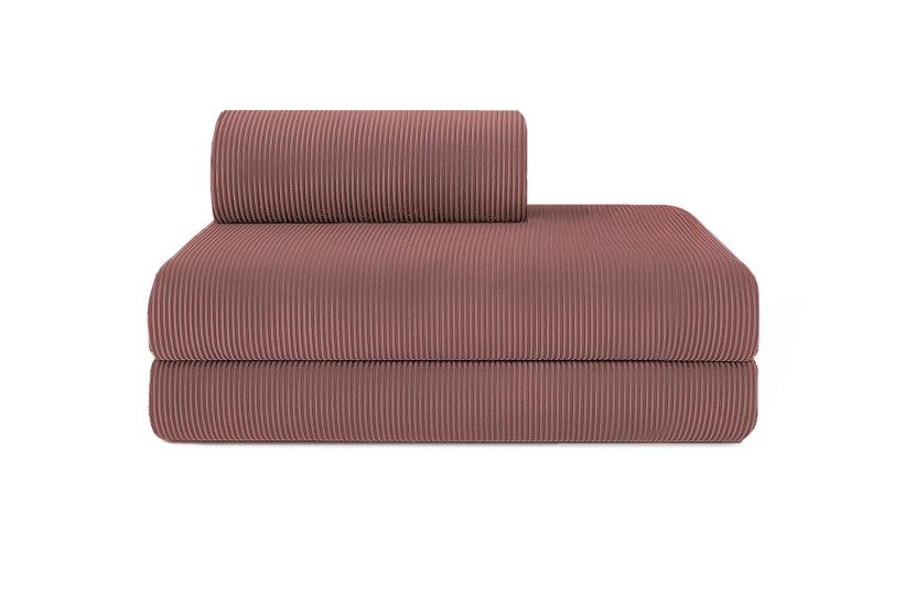 Canapé droit convertible et modulable 2 places - Velours côtelé - Rose