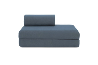 Canapé droit convertible 3 places - Tissu lisse - Bleu