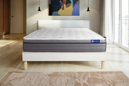 Ensemble Matelas Sommier 120x200 cm - Sommier Blanc (en kit) - ActiMemo Zen