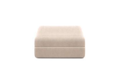 Canapé d'angle 6 places - 3 modules convertibles : Canapé 3 places + Fauteuil + Pouf - Tissu lisse Beige