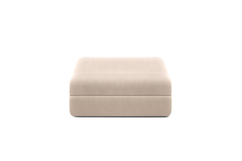 Canapé d'angle convertible 6 places - Tissu lisse - Beige
