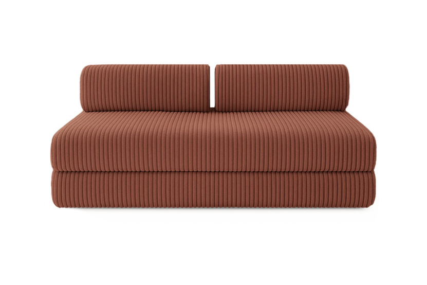Canapé droit convertible 3 places - Velours côtelé XL - Terracotta