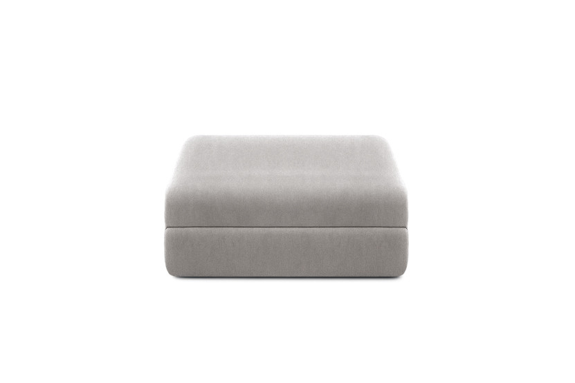Pouf convertible et modulable - Tissu lisse - Gris clair