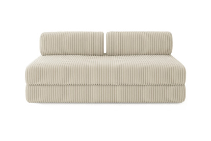 Canapé d'angle 6 places - 3 modules convertibles : Canapé 3 places + Fauteuil + Pouf - Velours côtelé XL Beige