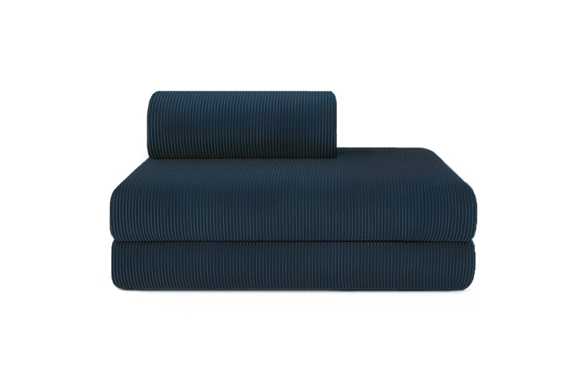 Canapé droit convertible et modulable 2 places - Velours côtelé - Bleu