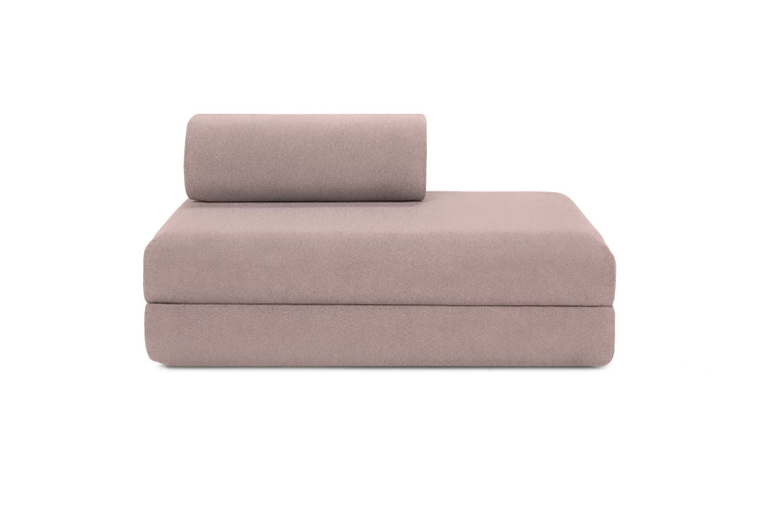 Canapé droit convertible 3 places - Tissu lisse - Rose