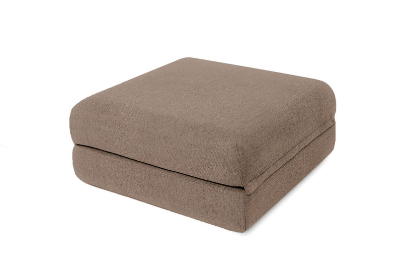 Canapé d'angle convertible 6 places - Tissu lisse - Marron