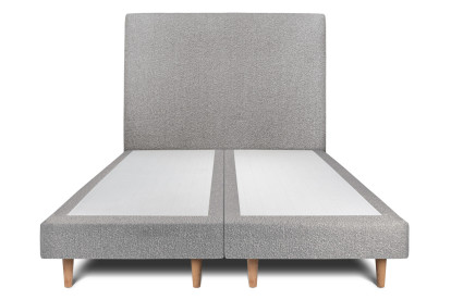 Lit 2x 100x200 cm - Sommier tapissier H29 cm + tête de lit tapissée - Tissu Bouclette Gris