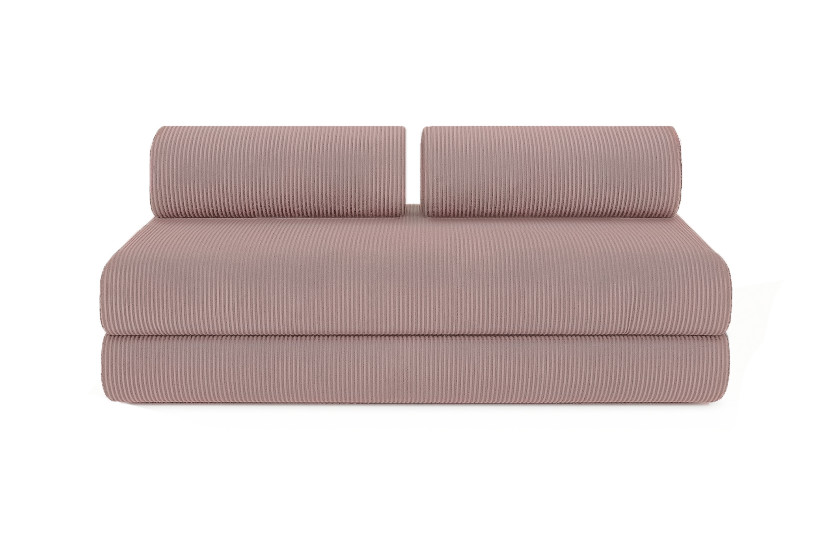 Canapé droit convertible 4 places - Velours côtelé - Rose pâle