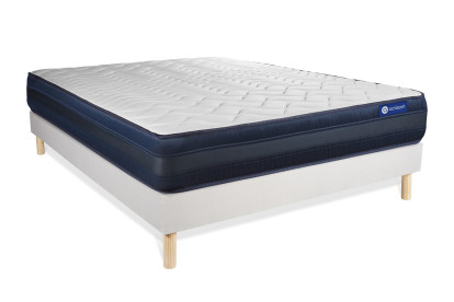 Ensemble Matelas Sommier 120x190 cm - Sommier Blanc (en kit) - Actilatex Tech