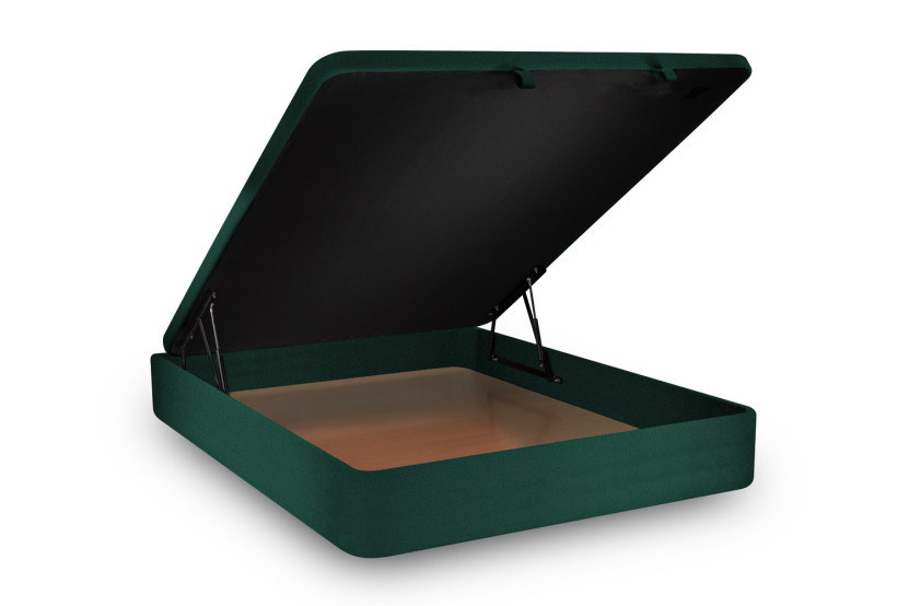 Lit coffre 160x200 cm avec Tête de lit tapissée - Tissu Velours Vert